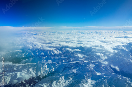 Switzerland and alps view from airplane