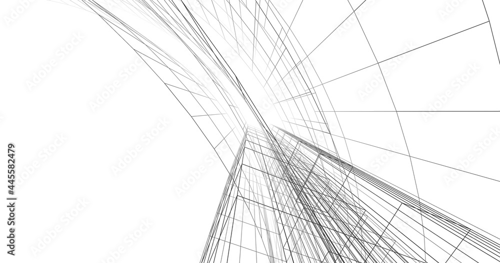 digital drawing of modern building digital drawing of modern building