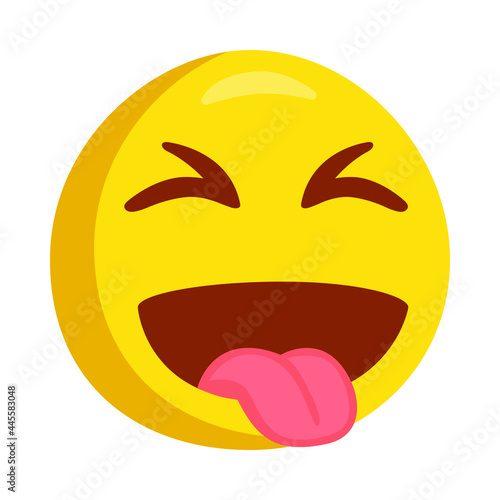 Squinting Tongue Sign Emoji Icon Illustration. Excitement Vector Symbol Emoticon Design Clip Art Sign Comic Style. photo