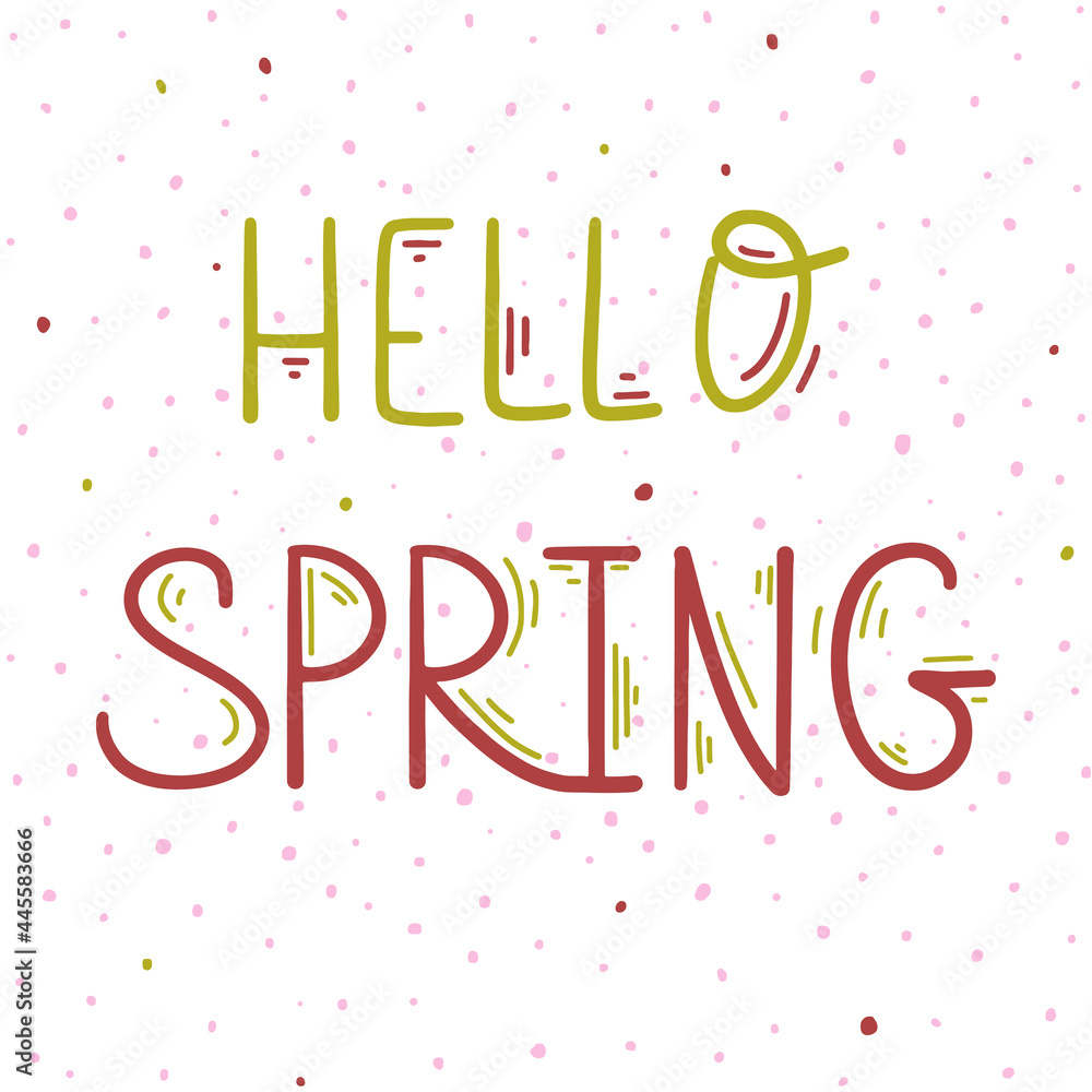 Hello spring hand drawn lettering, vector illustration Hello spring hand drawn lettering, vector illustration