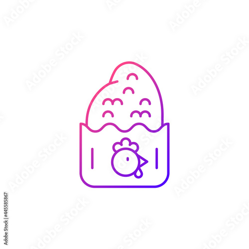 Crispy chicken cutlet gradient linear vector icon. Taiwanese style fried street food. Breading bird meat. Thin line customizable illustration. Isolated vector contour symbol for light mode.