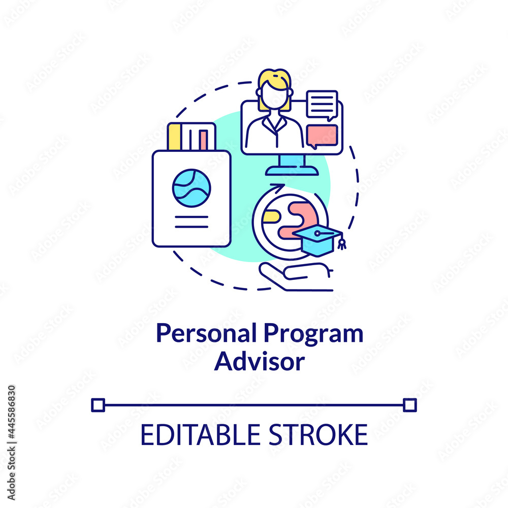 Personal program advisor concept icon. Internship program benefit abstract idea thin line illustration. Supervisory guidance. Full support. Vector isolated outline color drawing. Editable stroke