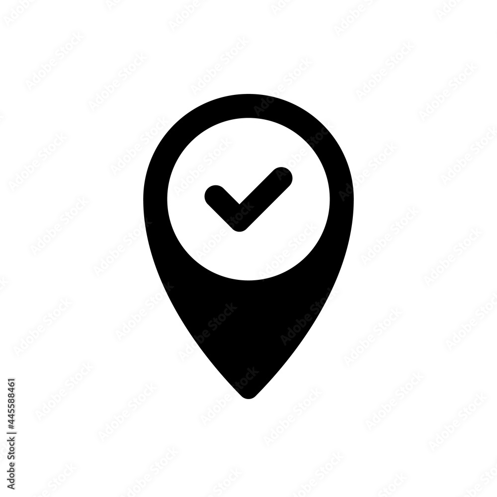 Pin icon check mark. Simple design Pin icon check mark. Simple design
