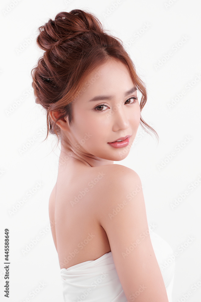 Beautiful young asian woman with clean fresh skin on white background, Face care, Facial treatment, Cosmetology, beauty and spa, Asian women portrait. Beautiful young asian woman with clean fresh skin on white background, Face care, Facial treatment, Cosmetology, beauty and spa, Asian women portrait.