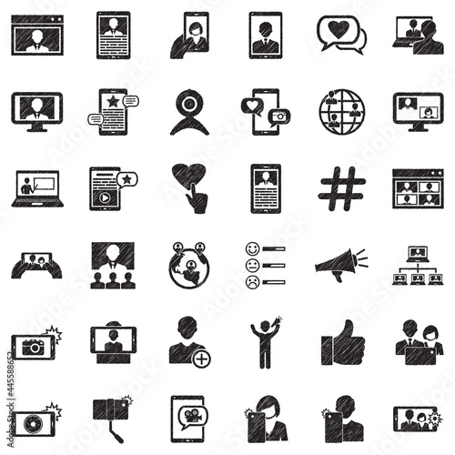 Influencer Icons. Black Scribble Design. Vector Illustration.