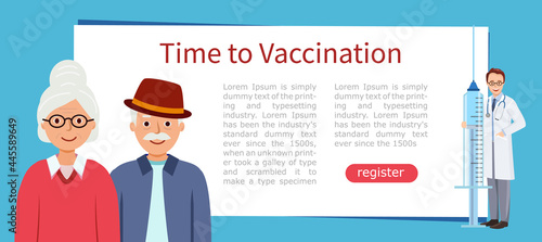 Grandparents are vaccinated against corona virus. Banner time to vaccination