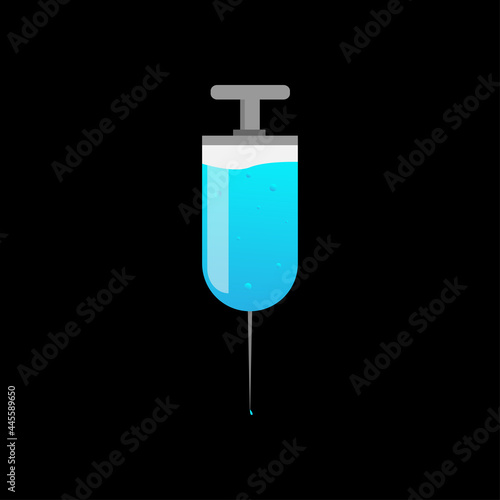 Flat syringe vector graphic illustration, suitable for health products, clothes design, other health illustration designs.