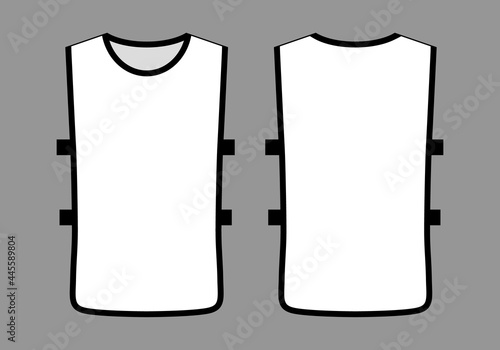 White Soccer Football Training Vest Template On Gray Background.Front and Back Views.