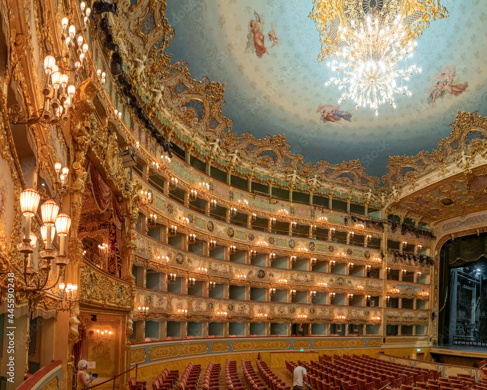 Interior of La Fenice Theatre. Teatro La Fenice, "The Phoenix", is an opera  house, one of the most famous and renowned landmarks in the history of  Italian theatre Stock-foto | Adobe Stock