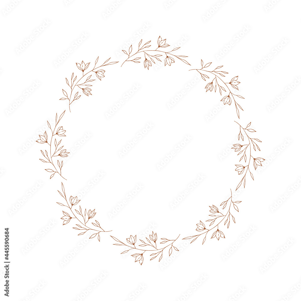 Hand drawn wreath. Vector elegant wedding decor.