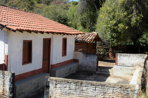 rustic colonial house on a typical rural farm in Brazil