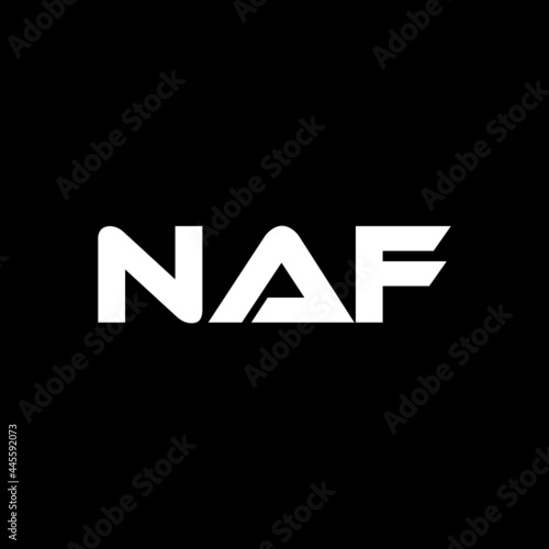 NAF letter logo design with black background in illustrator, vector logo modern alphabet font overlap style. calligraphy designs for logo, Poster, Invitation, etc.