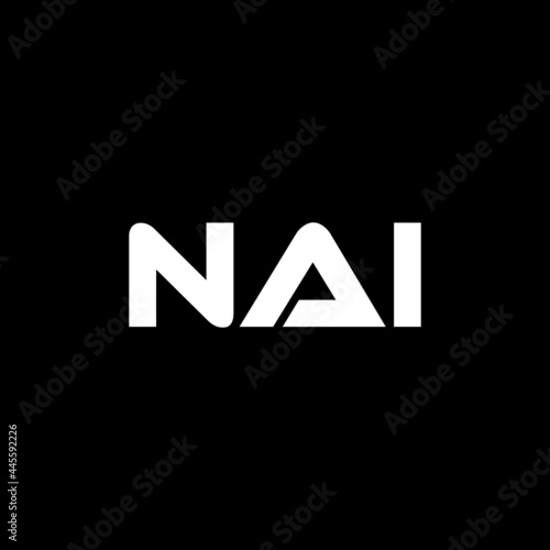 NAI letter logo design with black background in illustrator, vector logo modern alphabet font overlap style. calligraphy designs for logo, Poster, Invitation, etc.