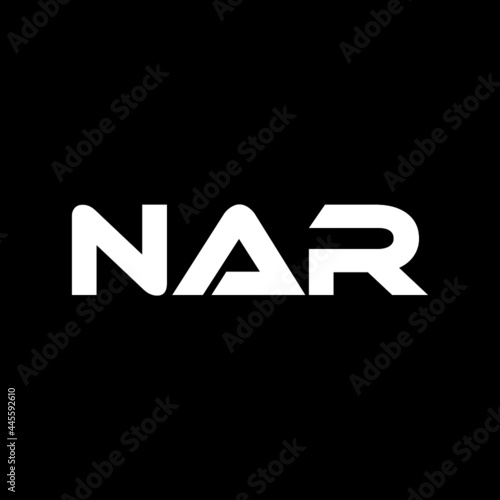 NAR letter logo design with black background in illustrator, vector logo modern alphabet font overlap style. calligraphy designs for logo, Poster, Invitation, etc.