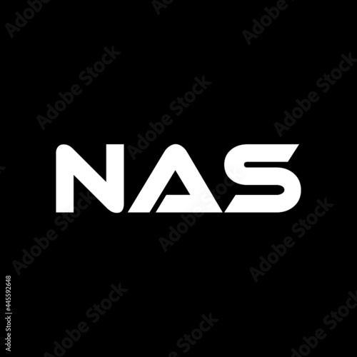 NAS letter logo design with black background in illustrator, vector logo modern alphabet font overlap style. calligraphy designs for logo, Poster, Invitation, etc.