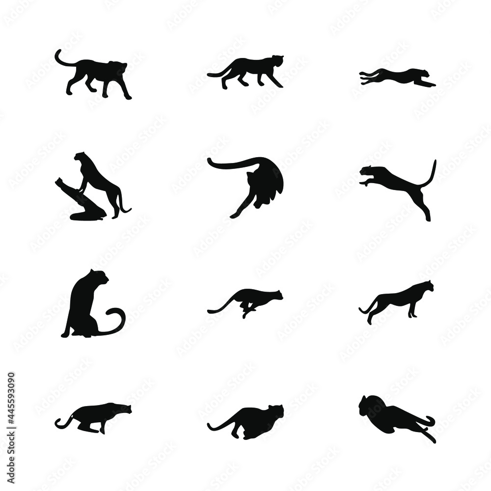 Cheetah animal icon design various poses