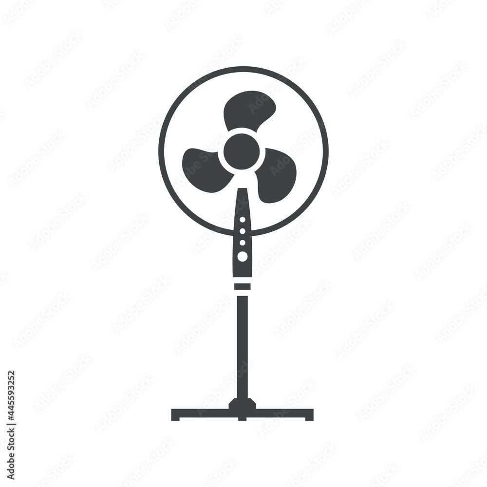 Obraz premium Black filled fan vector icon isolated on white transparent background