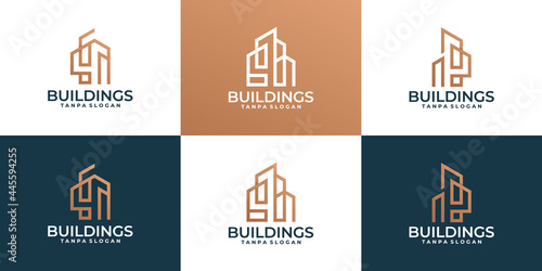 Set of modern creative building, real estate, architect logo