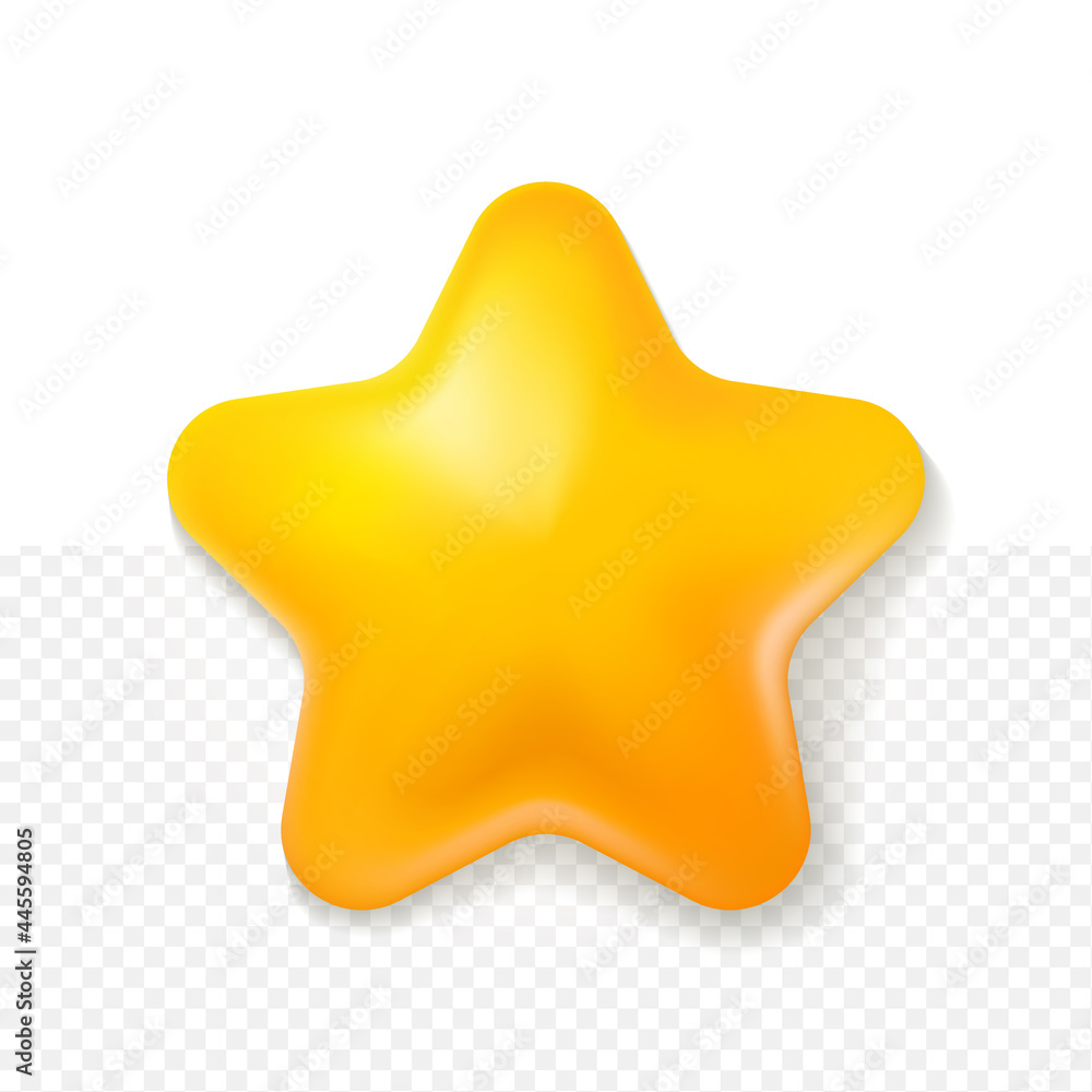 3d yellow star cartoon style with white transprant background 3d yellow star cartoon style with white transprant background