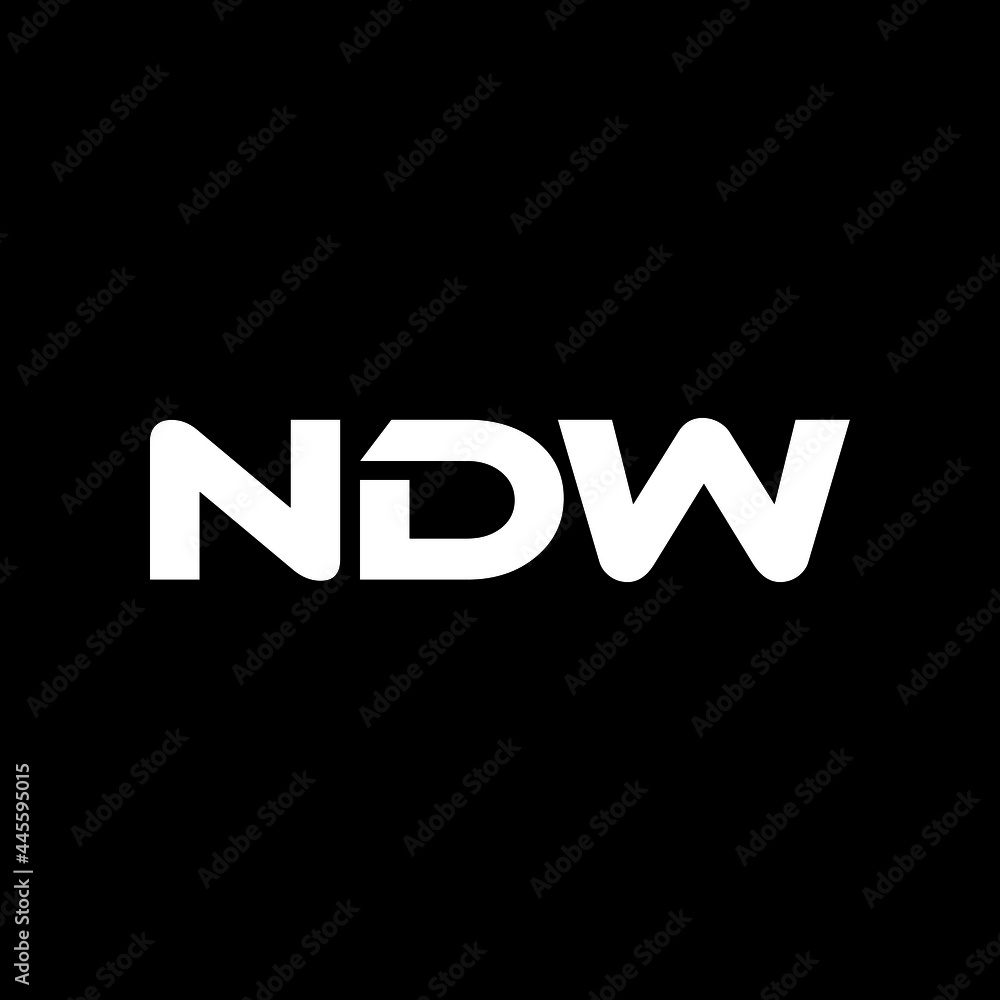 NDW letter logo design with black background in illustrator, vector logo modern alphabet font overlap style. calligraphy designs for logo, Poster, Invitation, etc.
