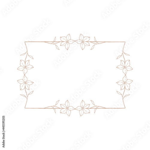 Square floral frame. Hand drawn lines. Vector illustration.