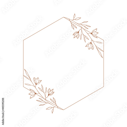 Geometric floral frame. Vector isolated illustration.