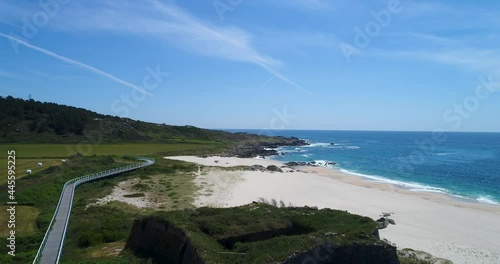 Aerial view of the scenic Praia do Paco, in Viana do Castelo, Minho, Portugal