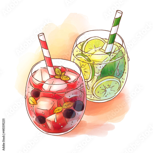 Summer drinks in different flavours