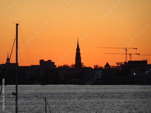 Charleston waterfront at sunset