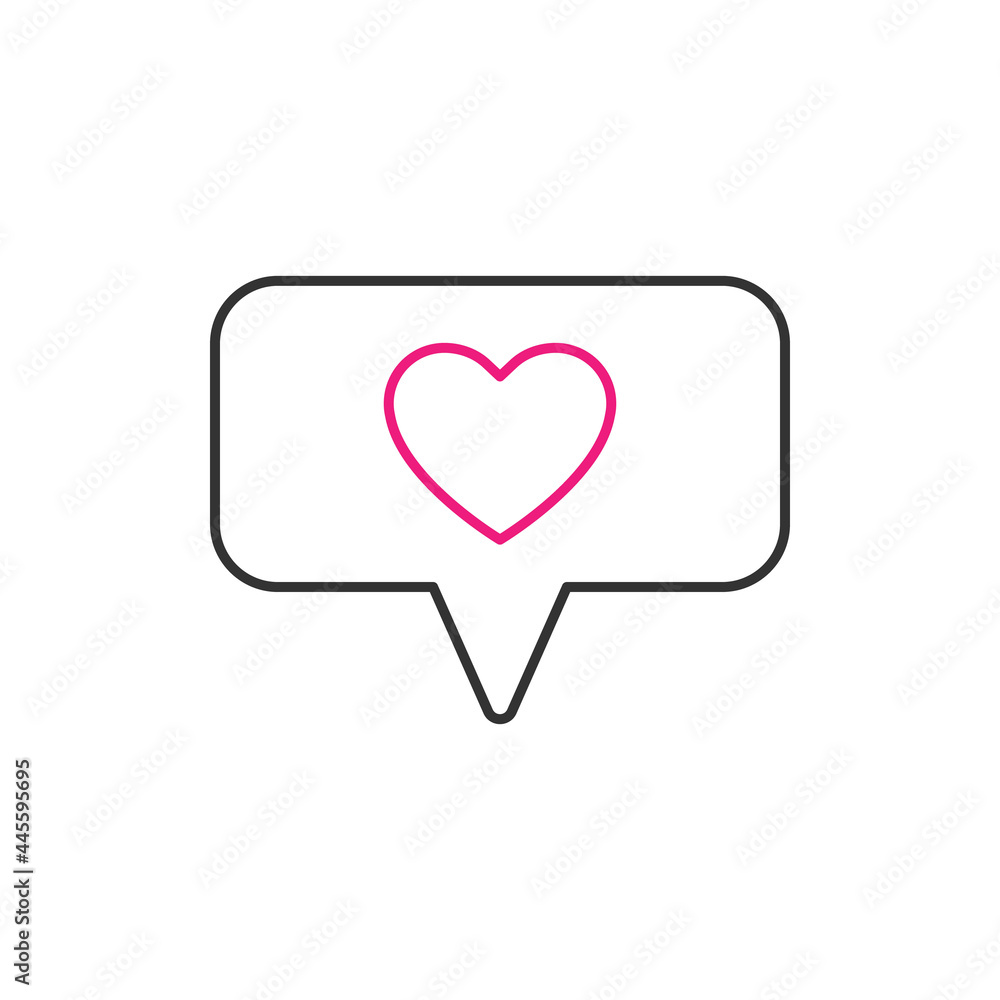 Speech bubble, message with heart line icon Speech bubble, message with heart line icon