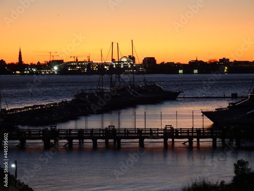 Charleston waterfront at sunset