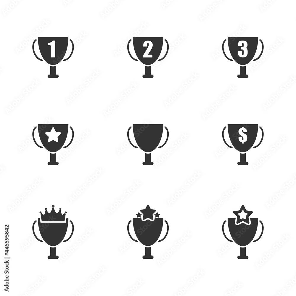 Trophy cup vector icon set Trophy cup vector icon set