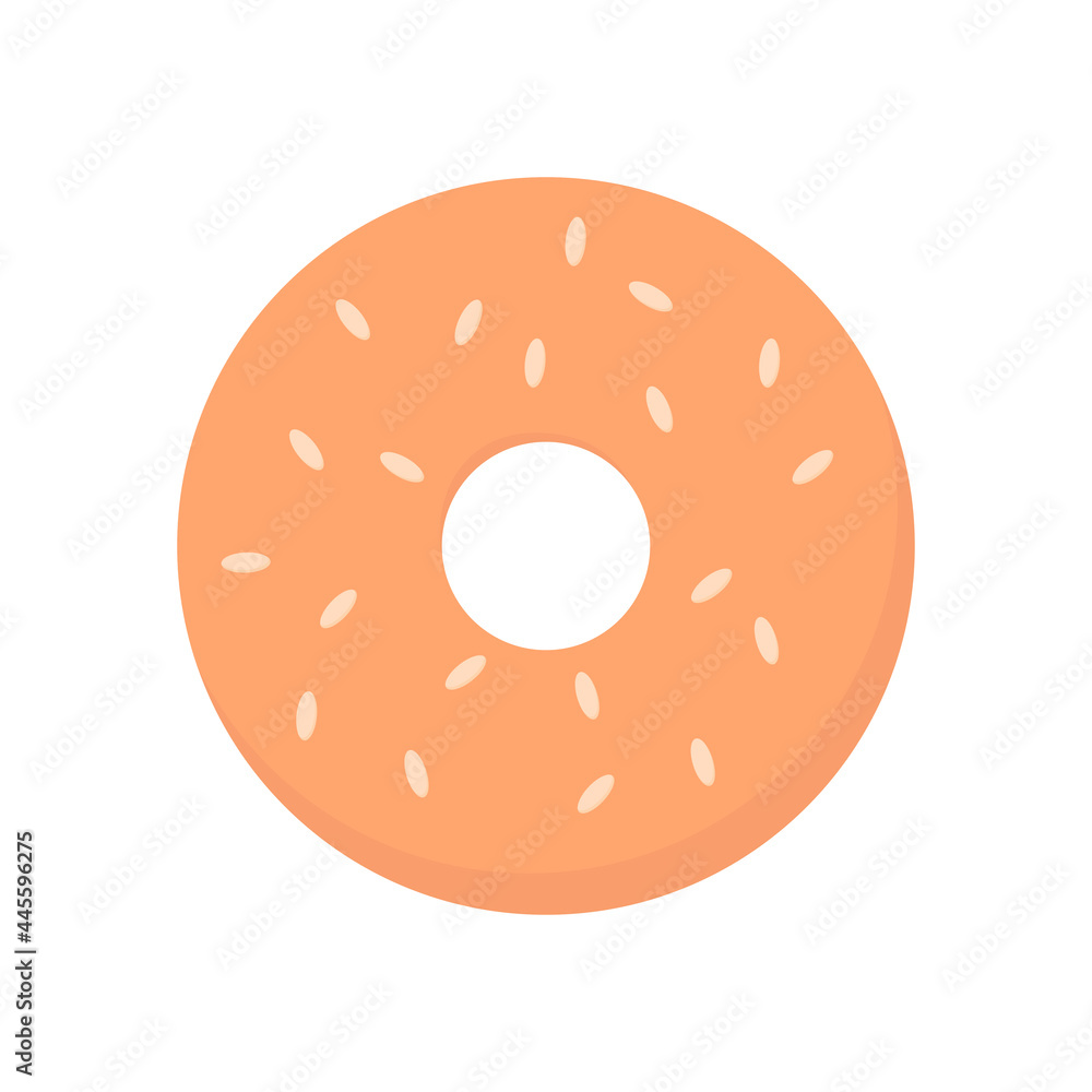 Bagel with sesame seeds. Icon. For decoration of postcards, prints, design.Vector. Bagel with sesame seeds. Icon. For decoration of postcards, prints, design.Vector.
