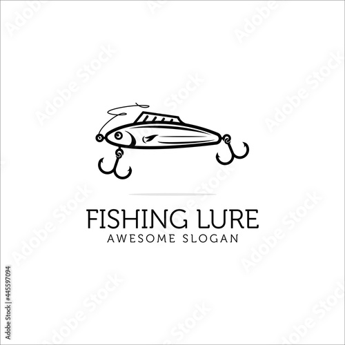 fishing lure logo design,elegant logo for fishing,modern vector template,monochrome logo,icon,emblems in white background