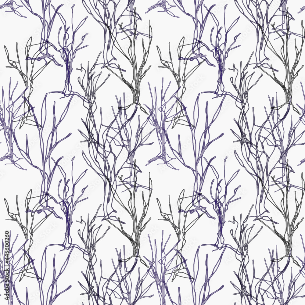 Seamless pattern. Silhouettes of trees on a light background.