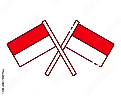 Crossed Indonesian Flag Vector - Amazing flat minimalist vector icon suitable for Indonesian independence day on 17th august, website, apps, icon, sign, design assets, and illustration in general