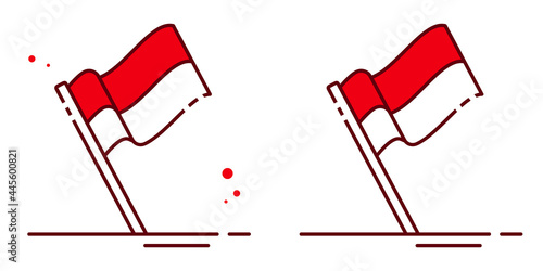 Indonesian Waving Flag Vector Set - Amazing flat minimalist vector scene suitable for Indonesian independence day on 17th august, website, apps, icon, sign, design assets, and illustration in general