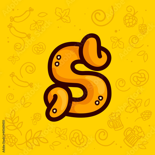 Letter S logo made of pretzel.