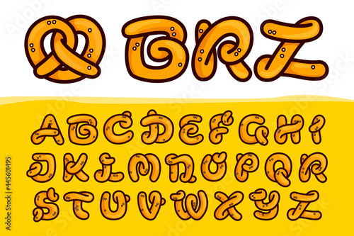 Alphabet made of pretzel.
