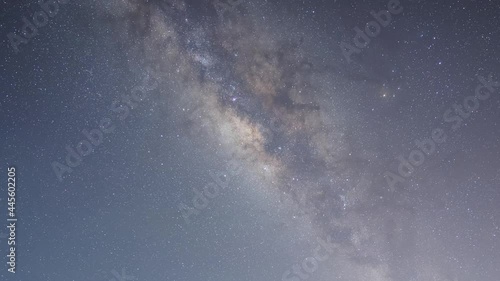 Timelapse 4k. stars and space in night sky. with noise , grain and dust. Photo by long exposure and select white balance.selection focus.