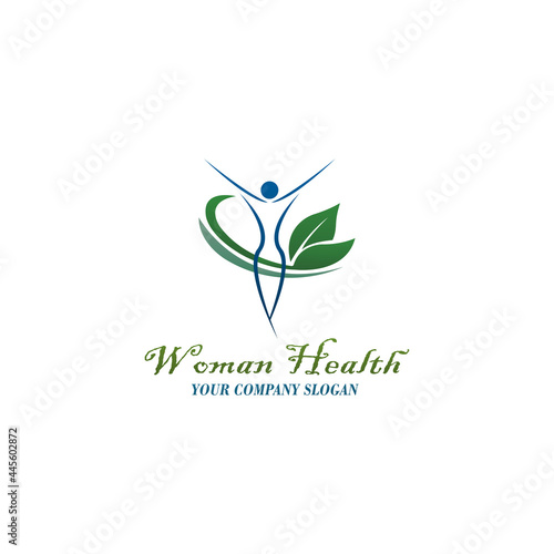 simple health leaf woman design logo template