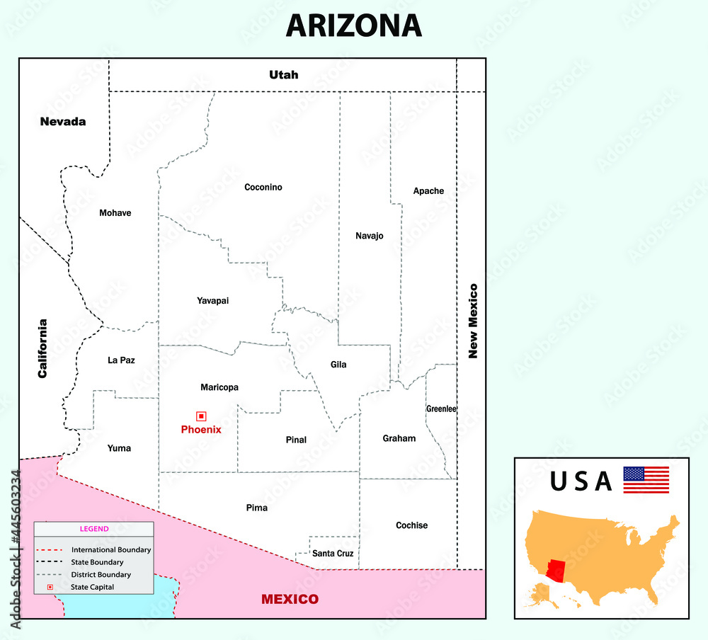 Arizona Map Political Map Of Arizona In White Color Stock Vector 1000 F 445603234 Kmh70ABlfRRDCiejgxMeXBBHRfDVfZ4h 