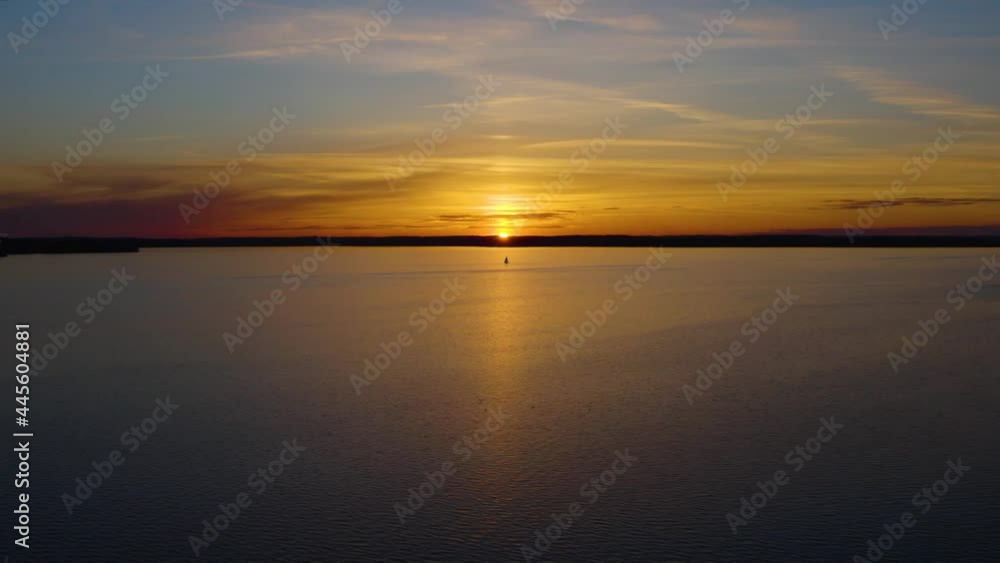Sunset Sailboat Over the Water | 4K Drone Aerial Sunset Sailboat Over the Water | 4K Drone Aerial