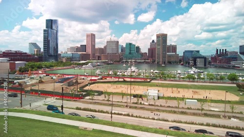 Baltimore Inner Harbor and skyline as viewed from Federal Hill park. Baltimore is the most populous city in the U.S. state of Maryland photo