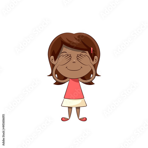 Little girl covering her eyes