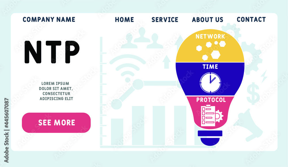 Vector website design template . NTP - Network Time Protocol acronym ...