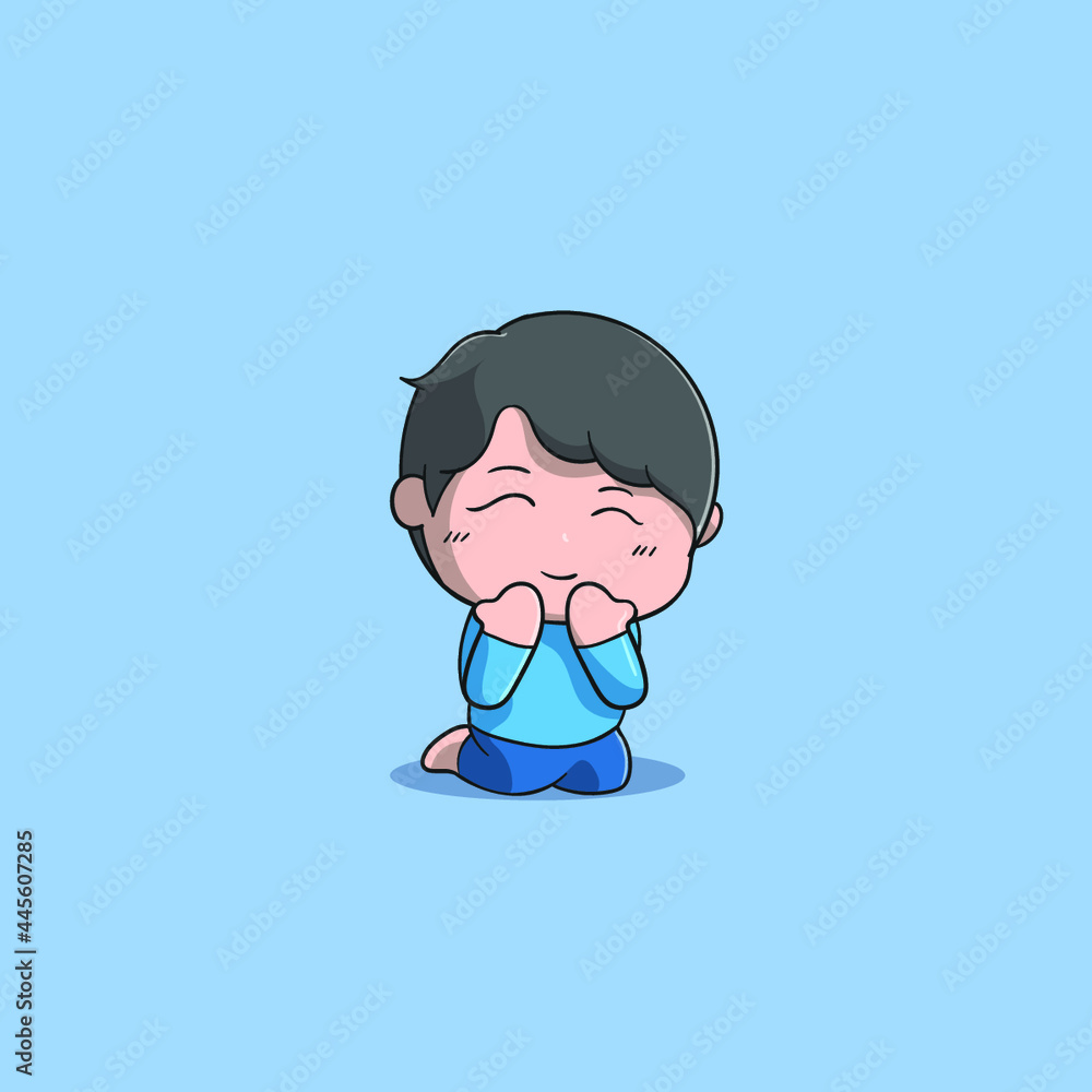 Boy thanksgiving Muslim a religion vector icon illustration Boy thanksgiving Muslim a religion vector icon illustration