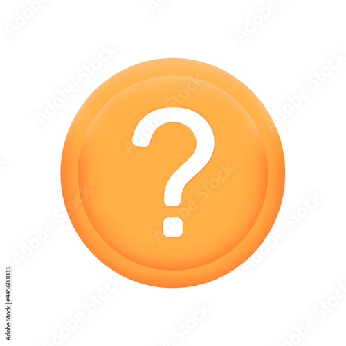 Question mark on the yellow circle. 3d vector illustration. Metaphor question and answer. Web. Question pictures isolate on the yellow circle. Symbols of problem, trouble, confusion. 