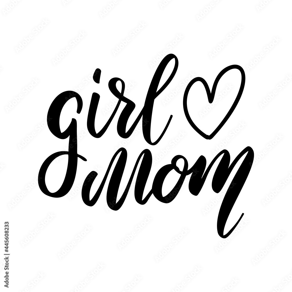 Girl love mom. Lettering phrase on white background. Design element for greeting card, t shirt, poster. Vector illustration Girl love mom. Lettering phrase on white background. Design element for greeting card, t shirt, poster. Vector illustration