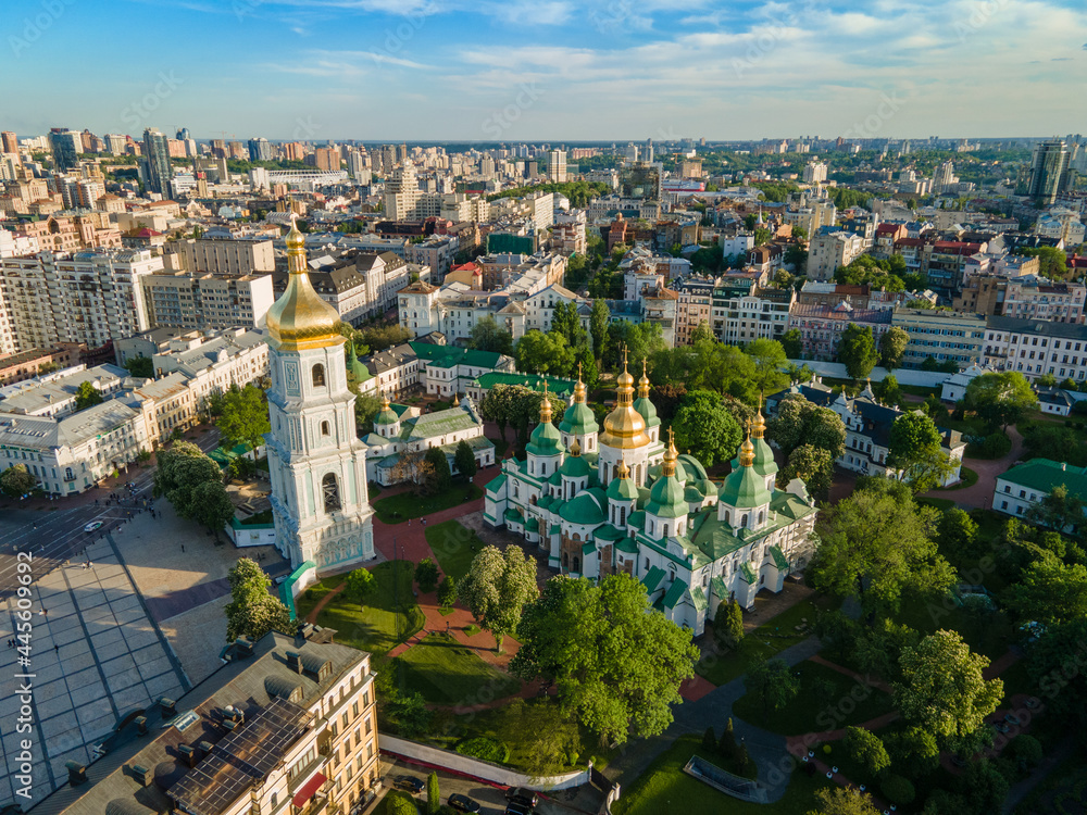 Aerial view from a drone Saint Sophia Cathedral in Kyiv